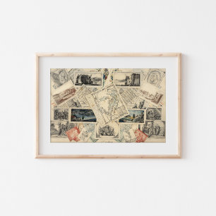 Trompe l’oeil einer Karte Italiens   P. Verburght Poster