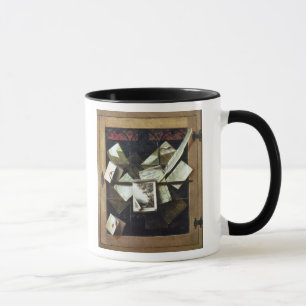 Trompe - L ' oeil mit Buchstaben und Notizbüchern Tasse