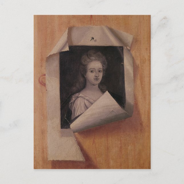 Trompe - L ' oeil Porträt einer Dame Postkarte (Vorderseite)