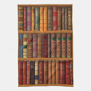 Trompe l'oeil "Französische Bibliothek". Küchentuch