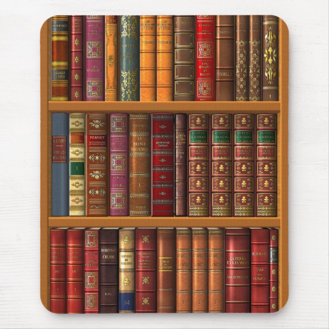 Trompe l'oeil "Französische Bibliothek". Mousepad (Vorne)