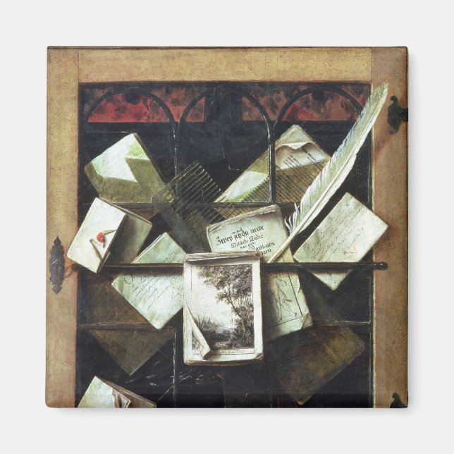 Trompe l'oeil mit Buchstaben und Notizbüchern, 166 Magnet (Vorne)