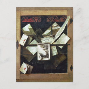 Trompe l'oeil mit Buchstaben und Notizbüchern, 166 Postkarte