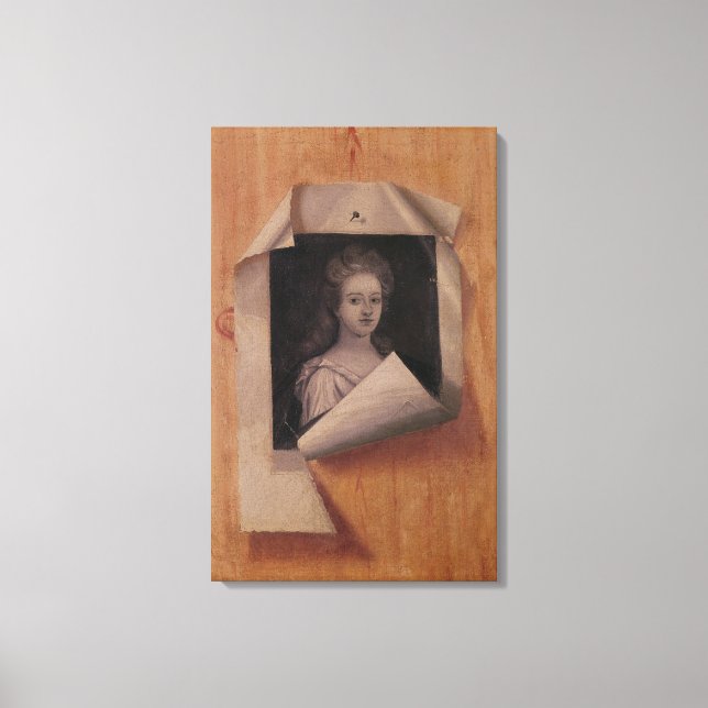 Trompe l'Oeil Portrait einer Lady Leinwanddruck (Vorderseite)
