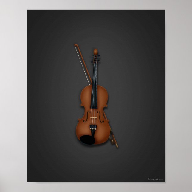 Trompe L'oeil Violin & Bow Klassische Musik Poster (Vorne)