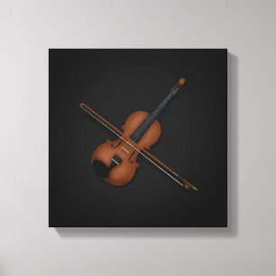 Trompe L'oeil Violin mit Bow auf den Top 12x12 Sch Leinwanddruck