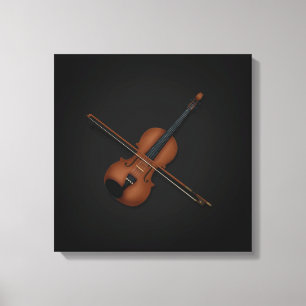 Trompe L'oeil Violin mit Bow auf den Top 16x16 Sch Leinwanddruck