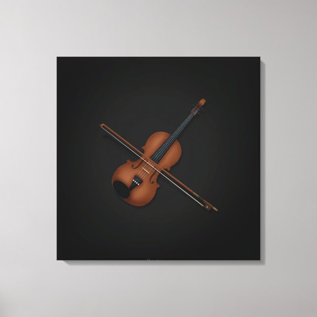 Trompe L'oeil Violin mit Bow auf den Top 24x24 Sch Leinwanddruck (Vorderseite)
