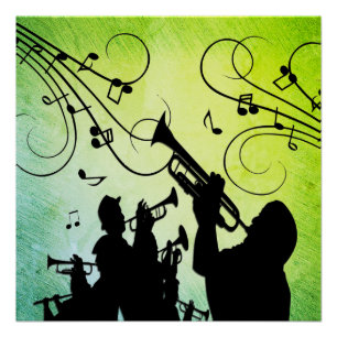 Trompet Abschnitt Grüne Musik Poster