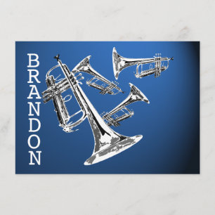 Trompet Music Dark Blue Vielen Dank Flat Card Dankeskarte