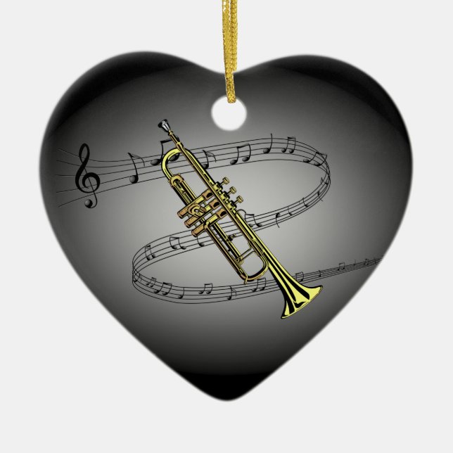 Trompet Musical Scale ~ Schwarz ~ Grauer Hintergru Keramikornament (Vorne)