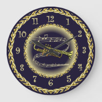 Trompet ~ Musikalische Scroll ~ Gold/Navy Blue ~