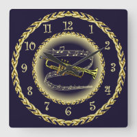 Trompet ~ Musikalische Scroll ~ Gold/Navy Blue ~