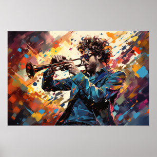 Trompet Player Music Malerei Abstrakte Art Decke Poster