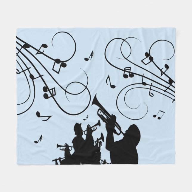 Trompet Section Blue Music Fleecedecke (Vorderseite (Horizontal))