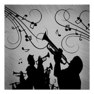 Trompet Section Gray Music Design Poster