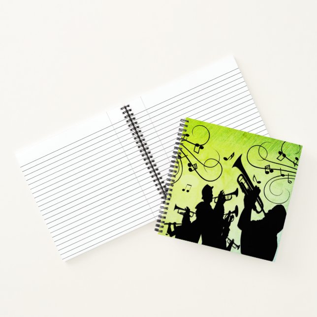 Trompet Section Jazz Music Green Notizbuch (Innenseite)