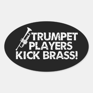 Trompet Spieler Kick Brass! Ovaler Aufkleber