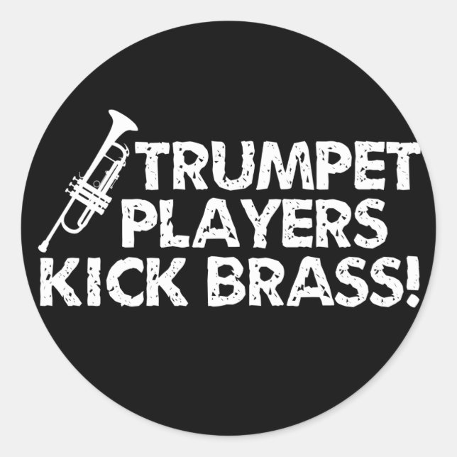 Trompet Spieler Kick Brass! Runder Aufkleber (Vorderseite)