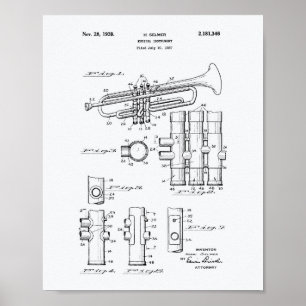 Trompete 1939 Patent Kunstweißpapier Poster