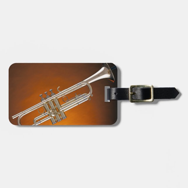 Trompete auf Gold Gepäckanhänger (Vorderseite horizontal)