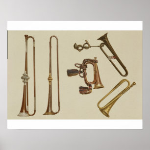 Trompete aus Cavalry, Bugle, Goldtrompete aus J. Poster