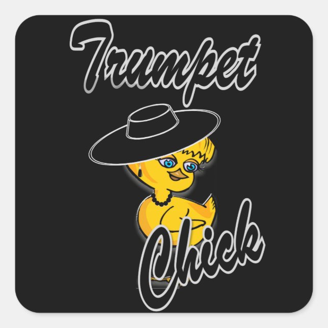 Trompete-Küken #4 Quadratischer Aufkleber (Vorderseite)
