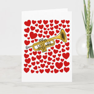 Trompete mit Herzen Valentinstag Jubiläumskarte Feiertagskarte