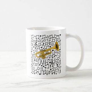 Trompete mit musikalischen Noten, Messingmusiker Kaffeetasse