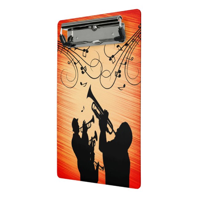 Trompete Section Jazz Music Orange Rust Mini Klemmbrett (Gewinkelt2)