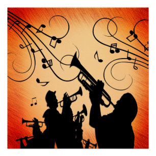 Trompete Section Jazz Music Orange Rust Poster
