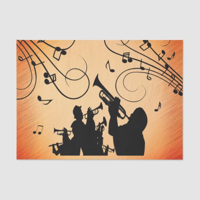 Trompete Section Jazz Music Orange Rust Seidenpapier (Vorderseite)