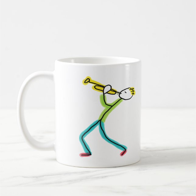 Trompete spielender Stickman Kaffeetasse (Links)
