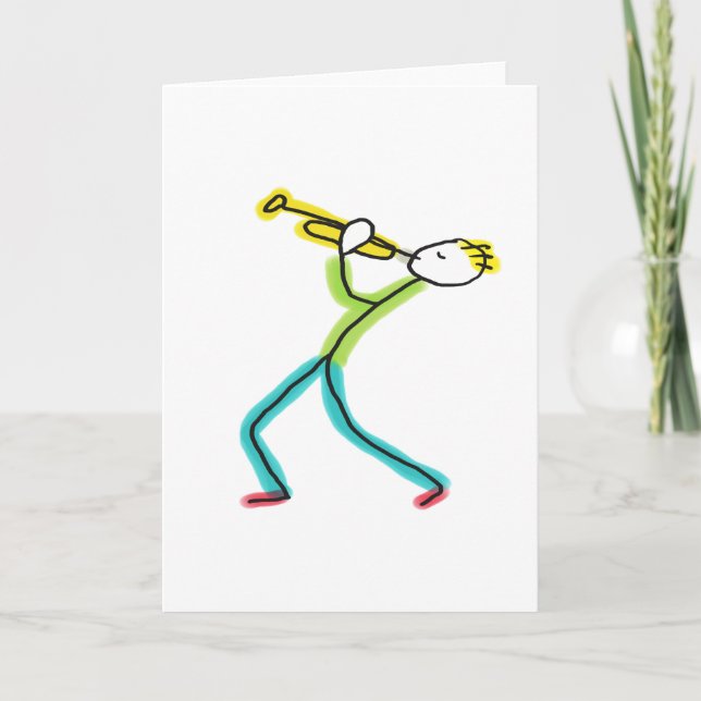 Trompete spielender Stickman Karte (Vorderseite)