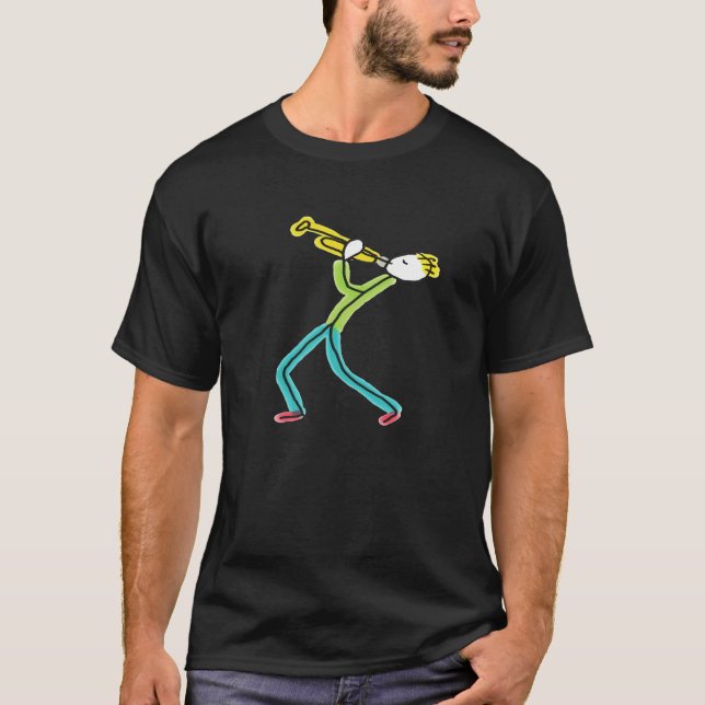 Trompete spielender Stickman T-Shirt (Vorderseite)