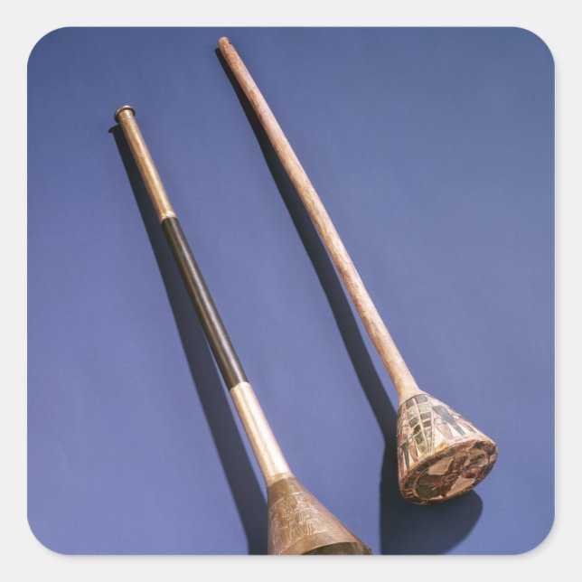 Trompete und Holzstopfen Quadratischer Aufkleber (Vorderseite)