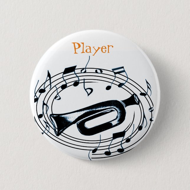 Trompete und musikalische Anmerkungen Button (Vorderseite)