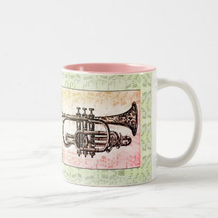 Trompete und Musiknoten Zweifarbige Tasse