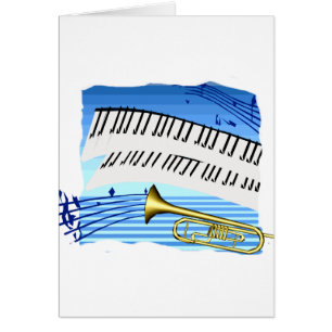 Trompete und Tastatur, blaue Themagraphikmusik
