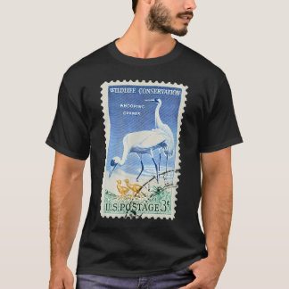 Trompeten-Kranich Vintage Briefmarke Trompeten-Kra T-Shirt