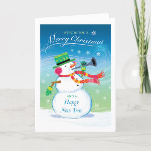 Trompeten Schneemann Frohe Weihnachtskarte Karte