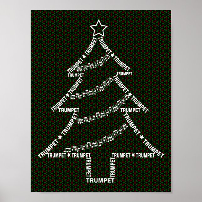 Trompeten-Text-Weihnachtsbaum Poster (Vorne)