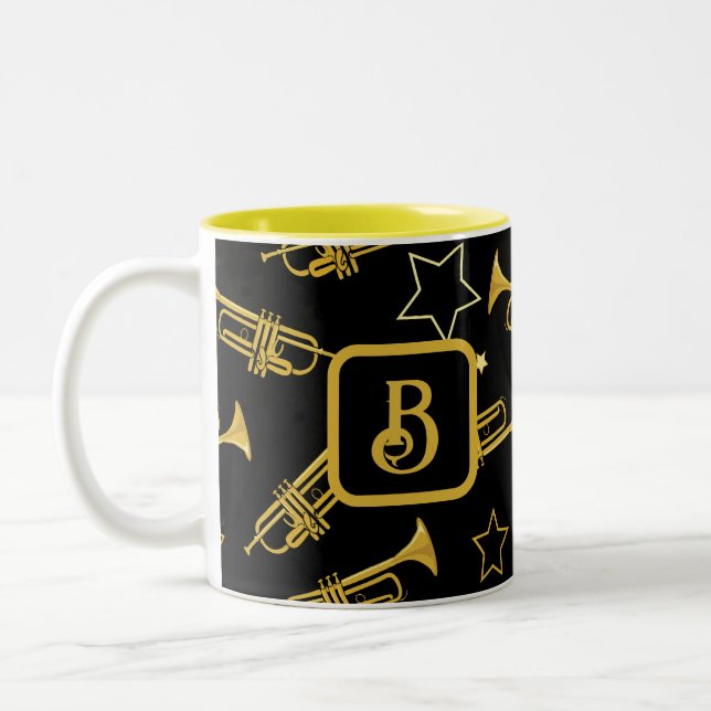 Trompeten und Stars Monogram Zweifarbige Tasse (Links)