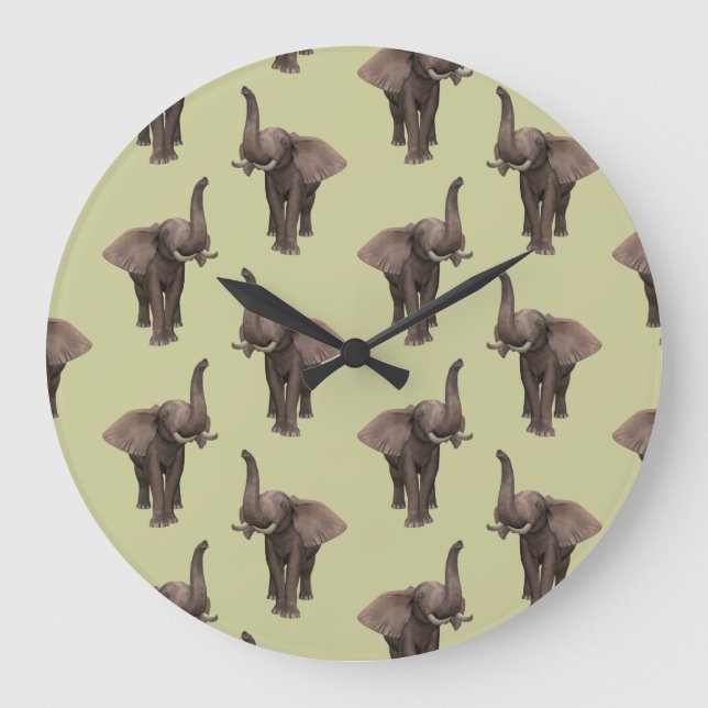 TrompetenElefant Große Wanduhr (Vorderseite)