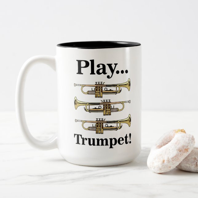 Trompetenmusik Band Instrument Zweifarbige Tasse (Mit Donut)