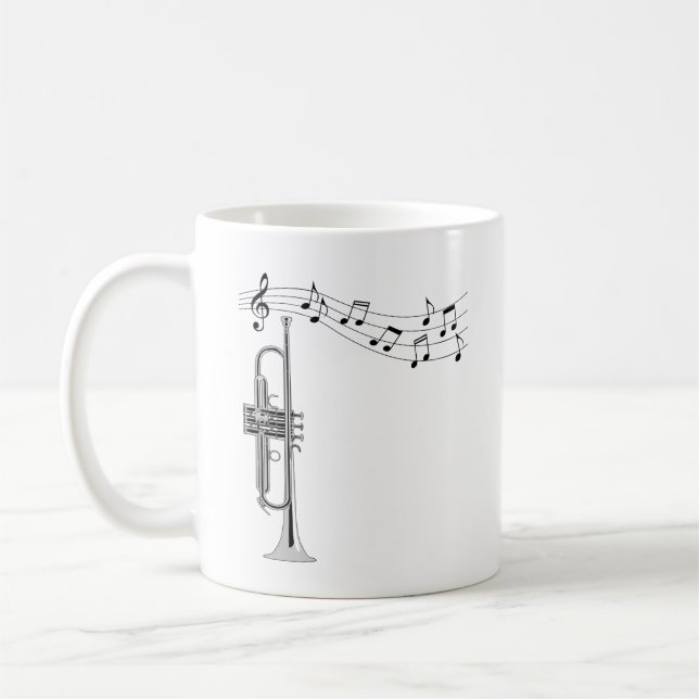 Trompetenmusiker mit Musiknote Kaffeetasse (Links)