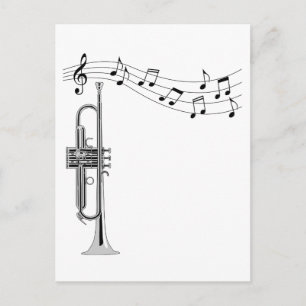 Trompetenmusiker mit Musiknoten Postkarte
