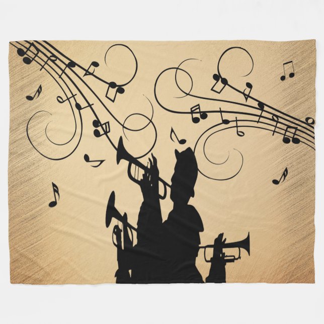 Trompetensektion Rustikale Musik Fleecedecke (Vorderseite (Horizontal))