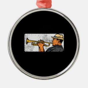 Trompetenspieler Retro Trompete Jazz Musik Ornament Aus Metall