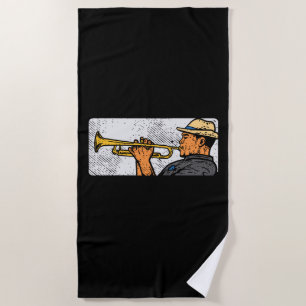Trompeter Retro Trompete Jazz Musik Strandtuch